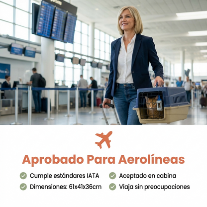 Guacal Transportador Viajero Premium | Doble Puerta | Certificado Aerolíneas