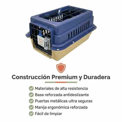 Guacal Transportador Viajero Premium | Doble Puerta | Certificado Aerolíneas