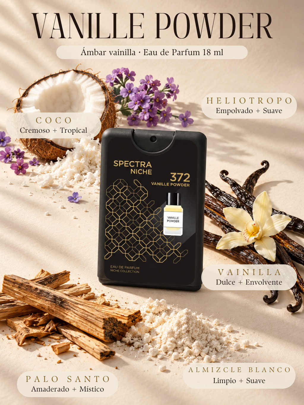 Notas olfativas Spectra Pocket Niche 372 Vanille Powder